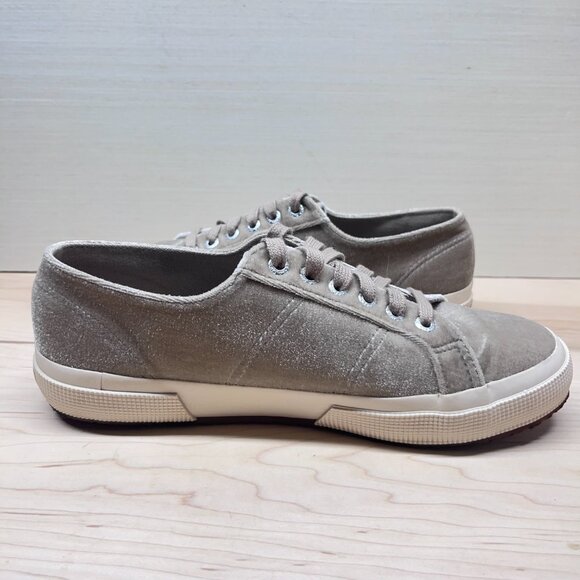 Superga Crushed Velvet Sneakers Light Grey Size 9 - Picture 3 of 9